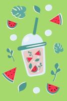 zomer limonades met fruit, oranje, watermeloen, aardbei, bosbes. neiging zomer drankjes illustratie in vlak stijl vector