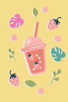 zomer limonades met fruit, oranje, watermeloen, aardbei, bosbes. neiging zomer drankjes illustratie in vlak stijl vector