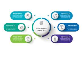 creatief concept voor infographic met 6 stappen, opties, onderdelen of processen. bedrijf gegevens visualisatie. vector