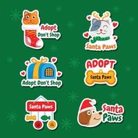 santa paws campagne stickers vector