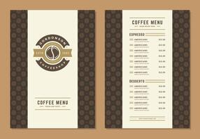 koffie menu ontwerp sjabloon folder voor cafe met koffie winkel Boon symbool en wijnoogst typografisch decoratie elementen. vector