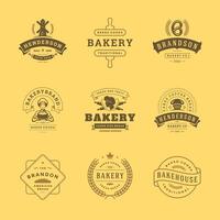 bakkerij logos en badges ontwerp Sjablonen reeks illustratie mooi zo voor bakkerij winkel en cafe emblemen. vector