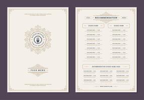 menu ontwerp sjabloon met Hoes en restaurant wijnoogst logo brochure. vector