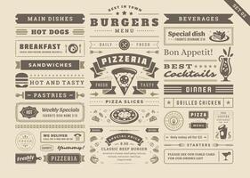 restaurant menu typografisch decoratie ontwerp elementen reeks wijnoogst en retro stijl illustratie vector