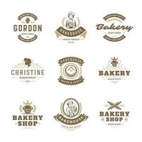 bakkerij logos en badges ontwerp Sjablonen reeks illustratie. vector