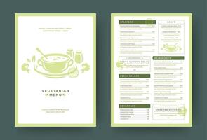 vegetarisch restaurant menu lay-out ontwerp brochure of voedsel folder sjabloon illustratie vector