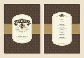 koffie menu ontwerp sjabloon folder voor cafe met koffie winkel Boon symbool en wijnoogst typografisch decoratie elementen. vector