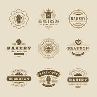 bakkerij logos en badges ontwerp Sjablonen reeks illustratie. vector