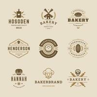 bakkerij goederen logos en badges ontwerp Sjablonen reeks illustratie vector