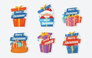 merry christmas verrassing geschenkdoos sticker vector