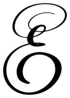 hand- getrokken schoonschrift brief e. script doopvont logo. handgeschreven borstel stijl floreren vector