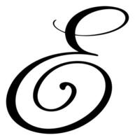 hand- getrokken schoonschrift brief e. script doopvont logo. handgeschreven borstel stijl floreren vector