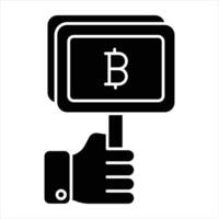 bitcoin bord glyph icoon vector