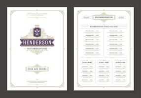 menu ontwerp sjabloon met Hoes en restaurant wijnoogst logo brochure. vector