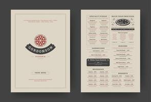 pizza restaurant menu lay-out ontwerp brochure of voedsel folder sjabloon illustratie. vector