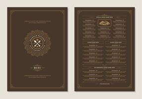 menu ontwerp sjabloon met Hoes en restaurant wijnoogst logo brochure. vector