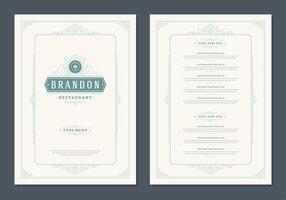 menu ontwerp sjabloon met Hoes en restaurant wijnoogst logo brochure. vector