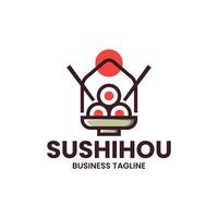 sushi huis logo ontwerp vector