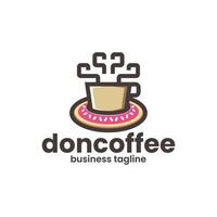 donut en koffie logo ontwerp vector