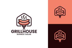 grill huis logo ontwerp vector