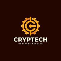 uitrusting tech c brief logo ontwerp vector