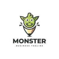 creatief monster kunst logo ontwerp vector