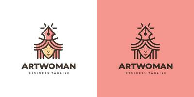 creatief kroon vrouw logo ontwerp vector