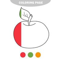 eenvoudige kleurplaat. appel om in te kleuren, het kleurboek voor kinderen vector