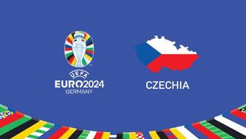 euro 2024 Tsjechië vlag kaart teams ontwerp met officieel symbool logo abstract landen Europese Amerikaans voetbal illustratie vector