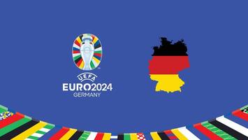 euro 2024 Duitsland embleem kaart teams ontwerp met officieel symbool logo abstract landen Europese Amerikaans voetbal illustratie vector