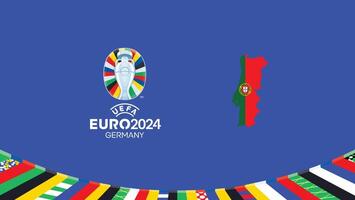 euro 2024 Portugal vlag kaart teams ontwerp met officieel symbool logo abstract landen Europese Amerikaans voetbal illustratie vector