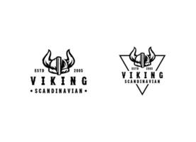 viking hoofd logo ontwerp. wijnoogst retro nordic norse viking helm vector