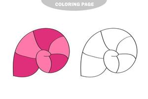 eenvoudige kleurplaat. lijn getrokken ronde zeeschelp op witte geïsoleerde achtergrond vector