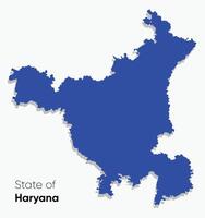 haryana kaart met blauw vullen kleur. plaats kaart van haryana, een staat in noorden Indië. industrieel gang met Delhi nrk vector