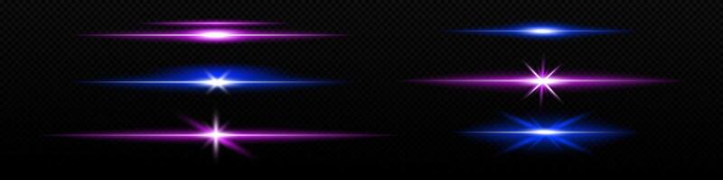 neon flash gloeiend Purper lijn. neon strip straal vector