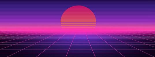 synthwave Purper futuristische achtergrond. neon meetkundig rooster licht vector