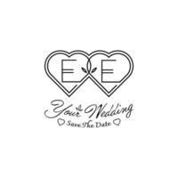 brieven ee bruiloft liefde logo, voor paren met e en e initialen vector