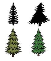 vier verschillend types van bomen, inclusief pijnboom, Spar en net vector