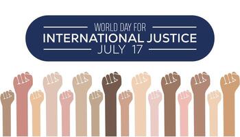 wereld dag voor Internationale gerechtigheid opgemerkt elke jaar in juli. sjabloon voor achtergrond, banier, kaart, poster met tekst inscriptie. vector