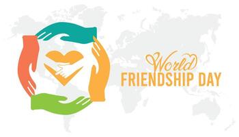 wereld vriendschap dag elke jaar in juli. sjabloon voor achtergrond, banier, kaart, poster met tekst inscriptie. vector