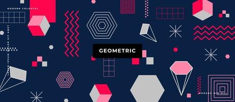 Memphis geometrische achtergrond met abstracte vormen. grafisch patroon, funky abstract memphis-patroon. geometrie banner in retro stijl. vector