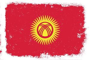wijnoogst vlak ontwerp grunge Kirgizië vlag achtergrond vector