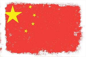 wijnoogst vlak ontwerp grunge China vlag achtergrond vector