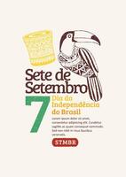 Brazilië onafhankelijkheid dag 7 de Setembro met illustraties van hand getekend gitaren en braziliaans hand- trommels. modieus grunge postzegel Brazilië onafhankelijkheid dag poster. vector