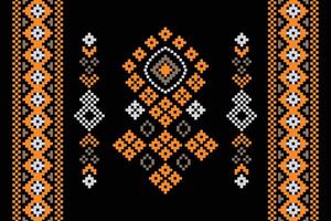 traditioneel zwart etnisch motieven ikat meetkundig kleding stof patroon kruis steek.ikat borduurwerk etnisch oosters pixel zwart achtergrond.abstract, illustratie. textuur, decoratie, behang. vector