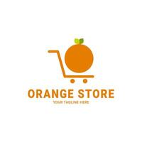 minimalistische oranje winkel mand logo ontwerp vector