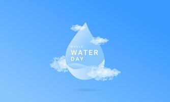 blauw wereld water dag ontwerp met water laten vallen en wolk elementen vector