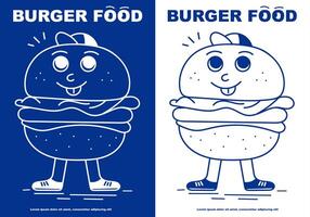 hamburger voedsel. mascotte illustratie. logo. blauw kleur vector