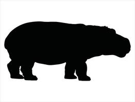 nijlpaard silhouet Aan wit achtergrond vector