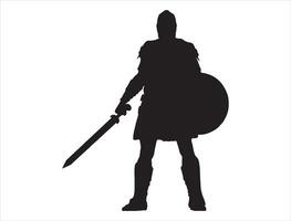 gladiator silhouet Aan wit achtergrond vector